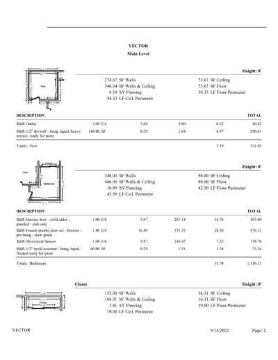 Image showing professional repair estimate by DeHaan Painting using insurance-style format