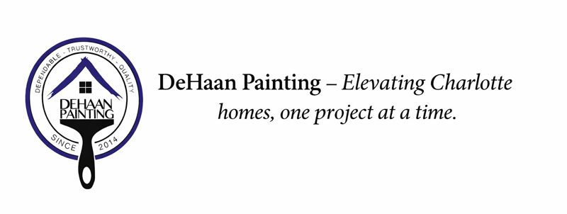 DeHaan Painting | Charlotte NC Professional Home Painting Services DeHaan Painting logo with tagline “Elevating Charlotte homes, one project at a time,” professional residential painting company serving Charlotte, North Carolina